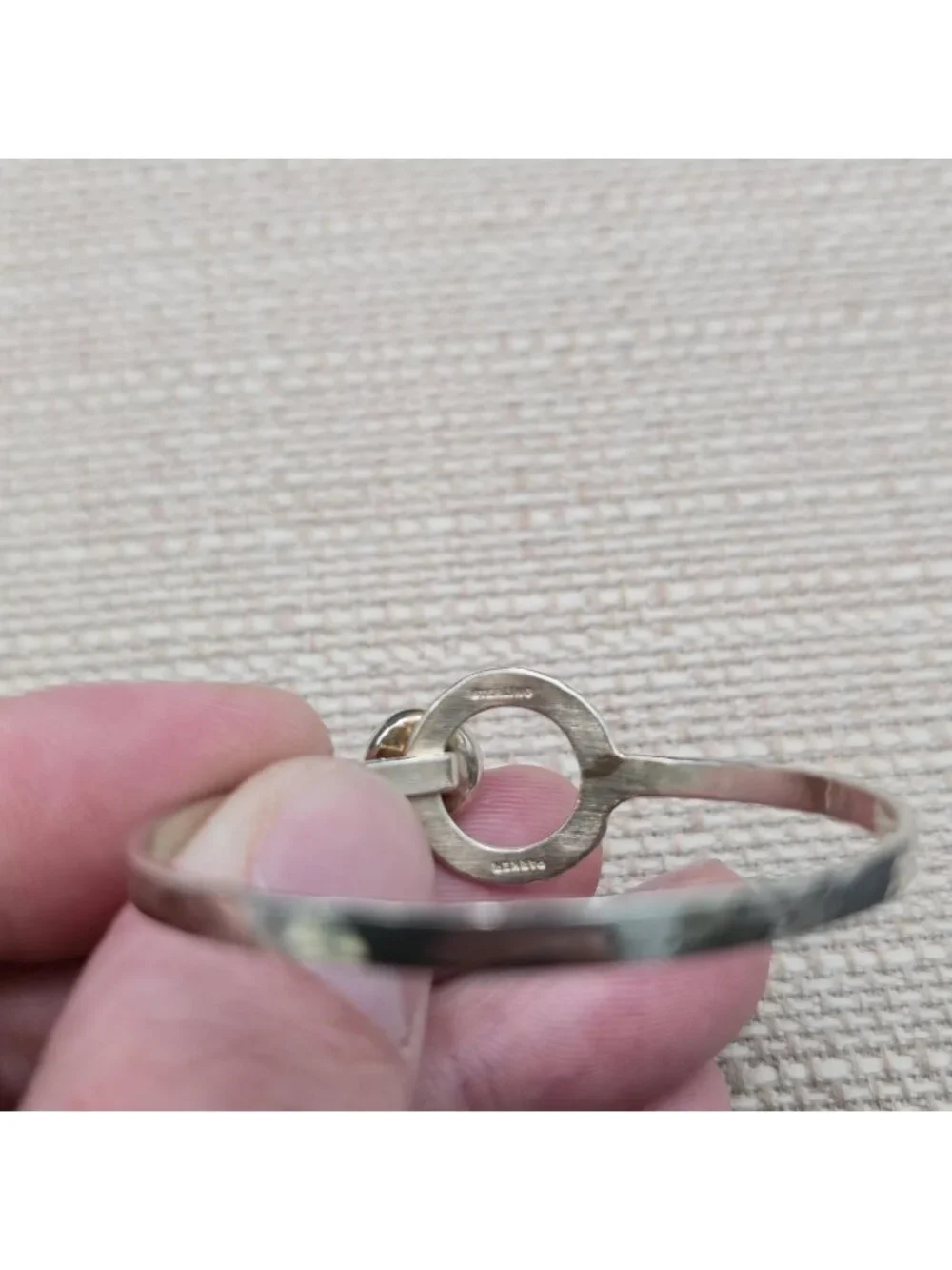 4.5 Inch Parker Sterling Silver Hammered Ball Hook Child's Bangle Bracelet B1458